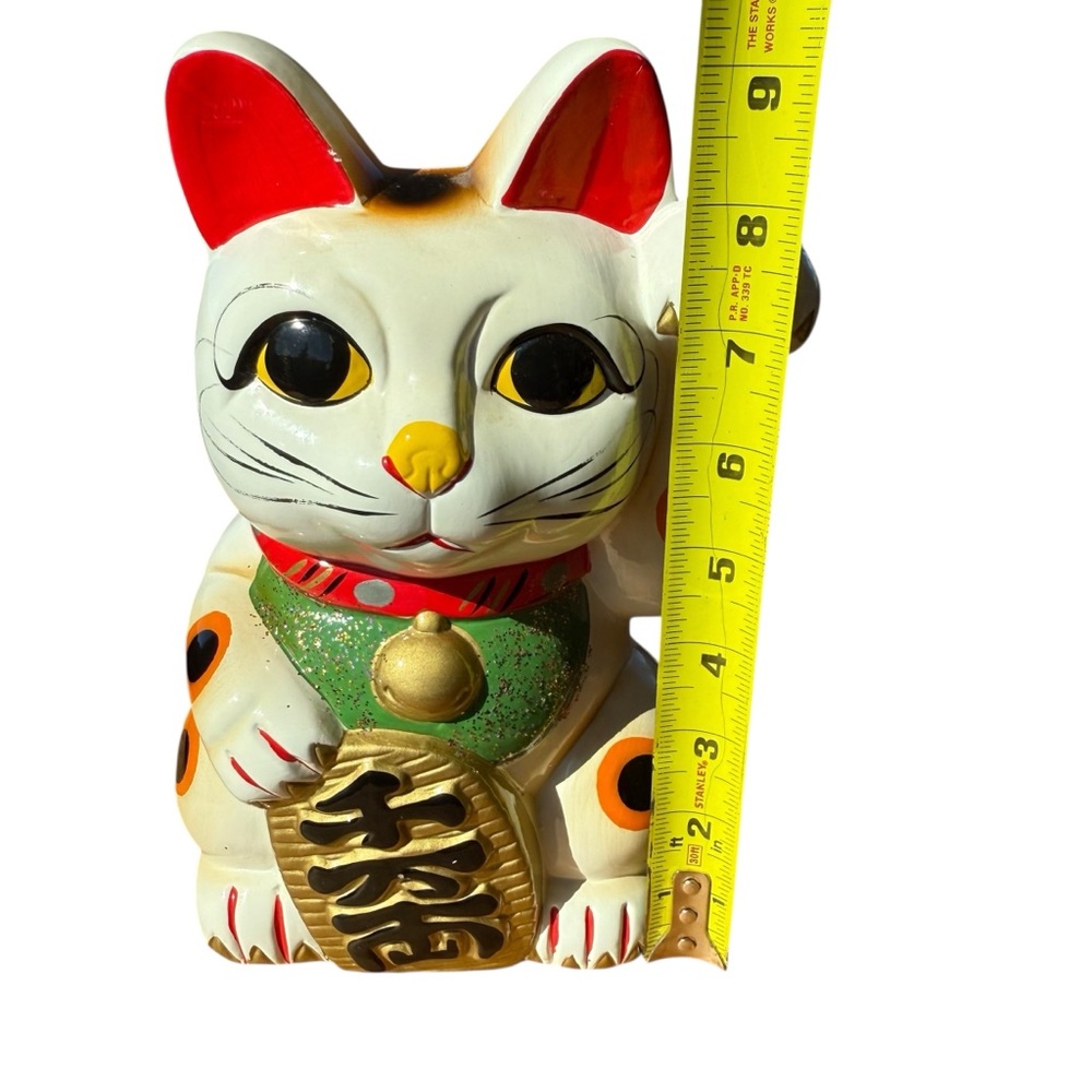 VINTAGE MANEKI NEKO BECKONING CAT BANK – JAPANESE LUCKY CAT FIGURINE - Picture 4 of 9